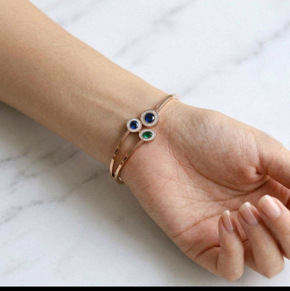Triplet Stone Anti Tarnish Bracelet – Stainless Steel Elegant Jewelry