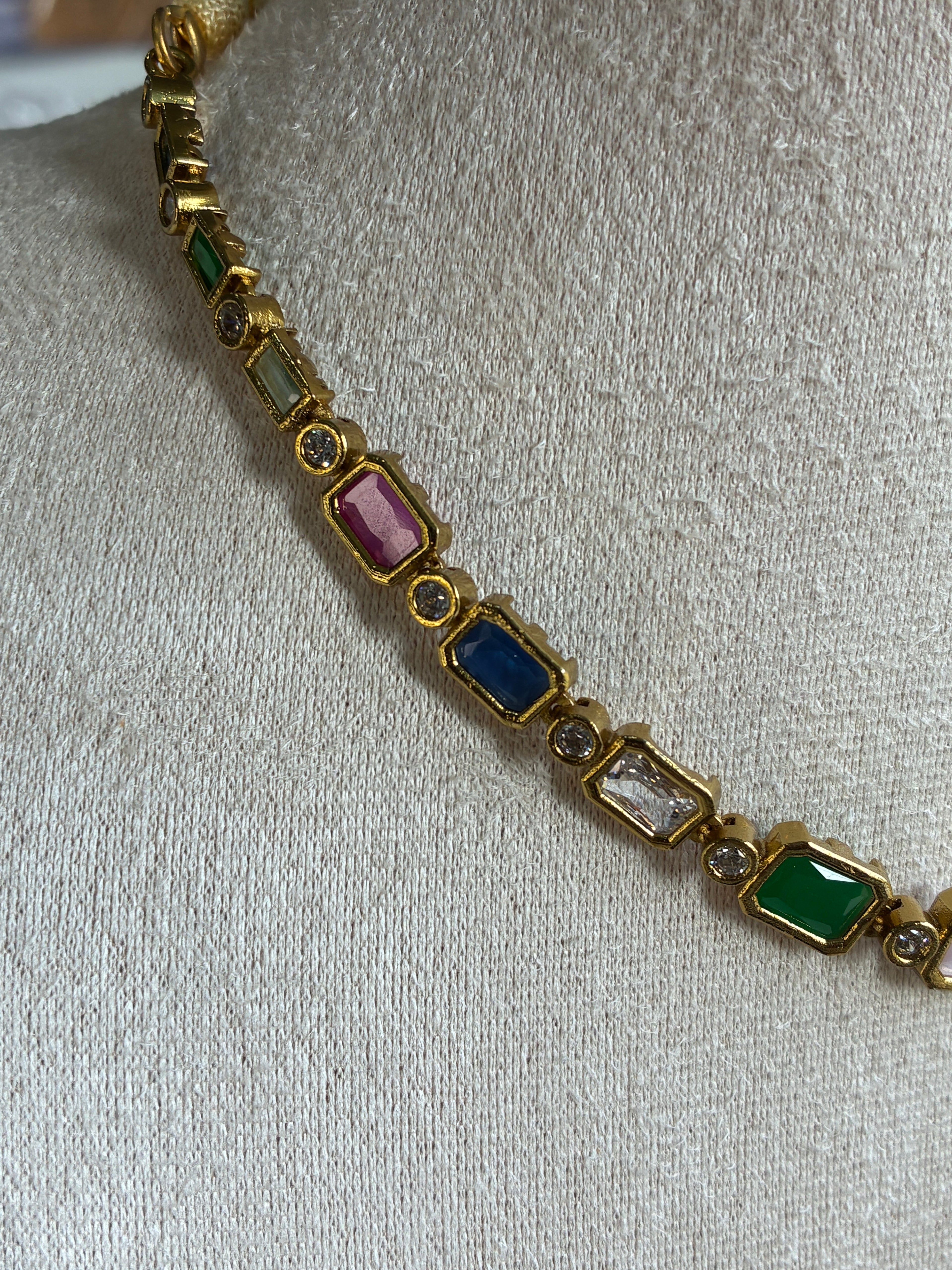Multicolour Maurya Necklace – Traditional Ethnic Stone Jewelry