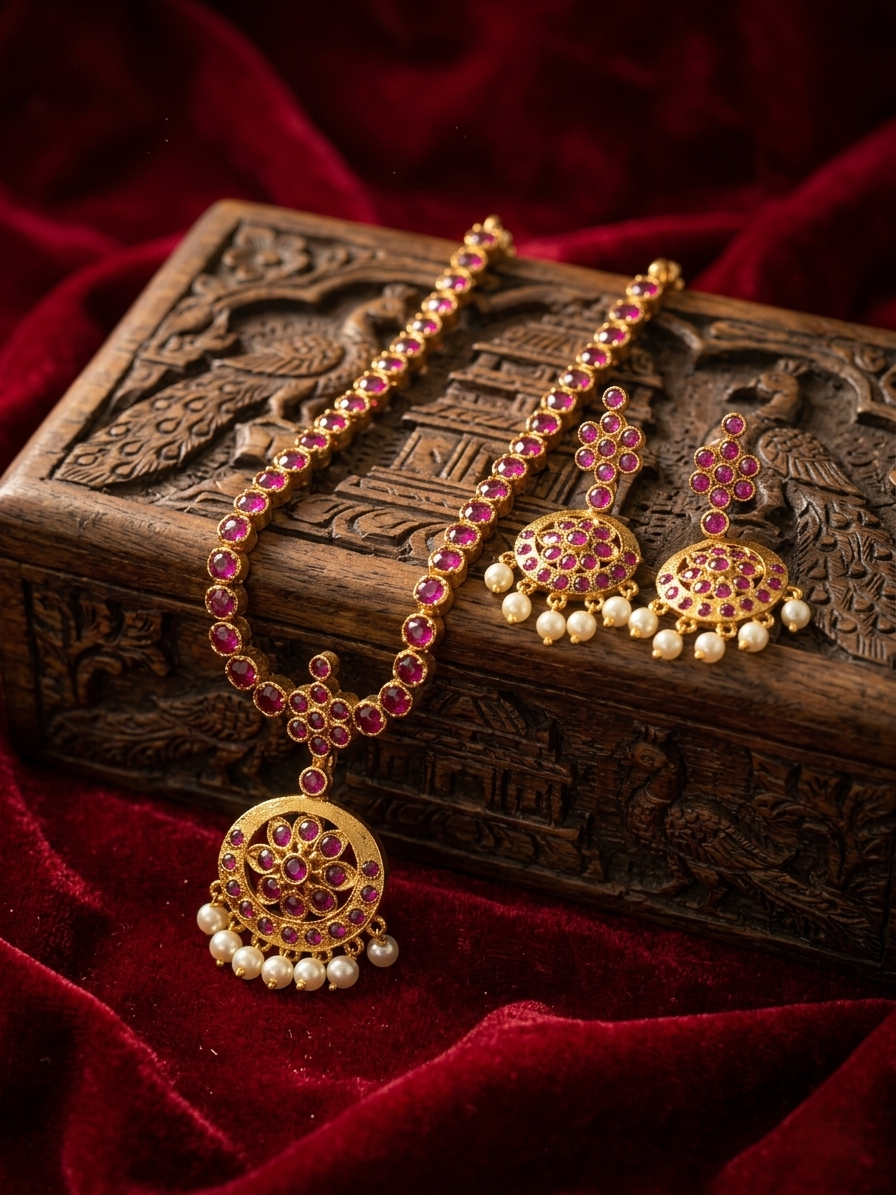 Padmavathi Necklace – Traditional Temple Style Bridal Jewelry