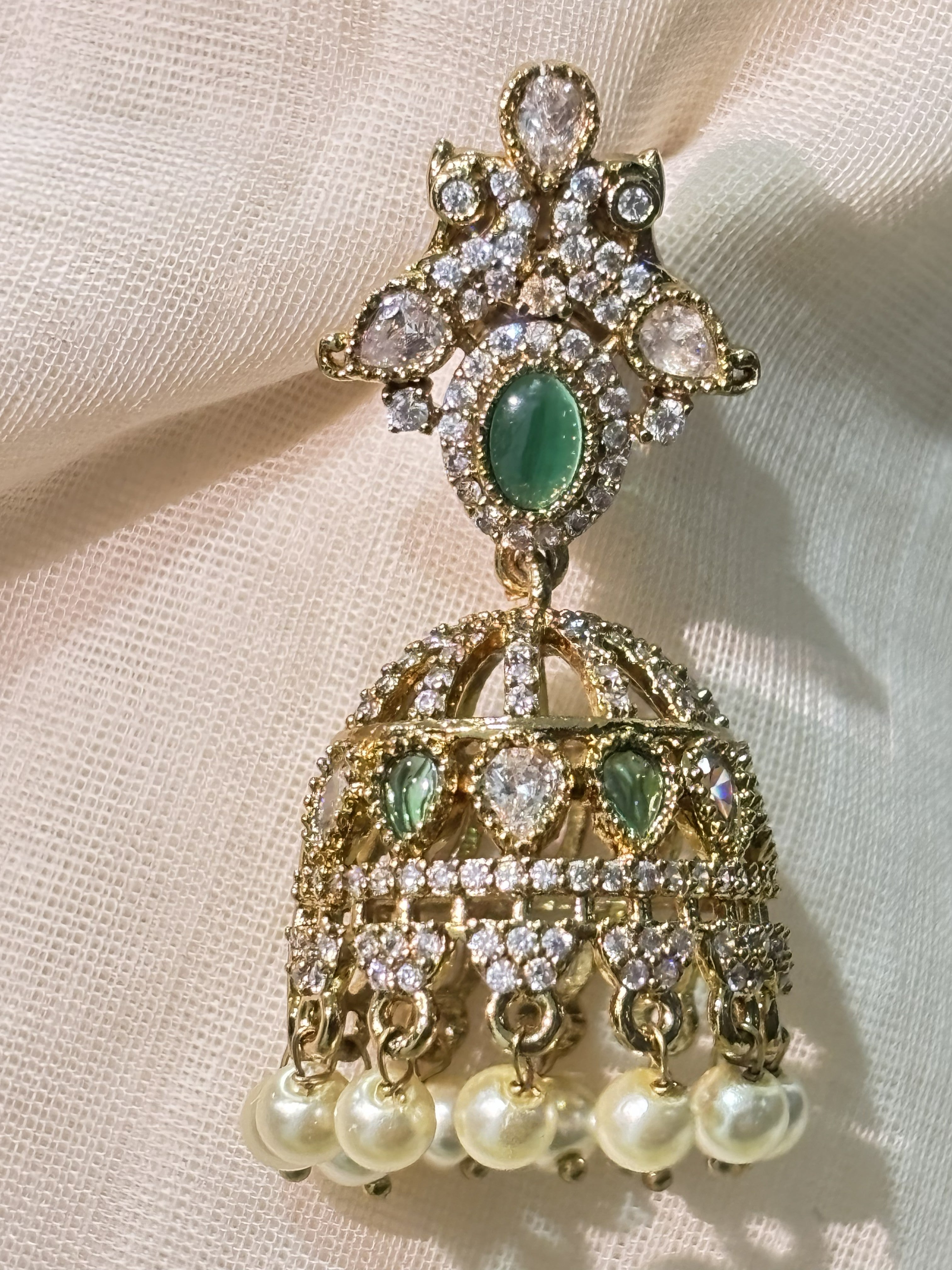 Parvathi Earrings – Traditional Temple Style Kemp Stone Jewelry