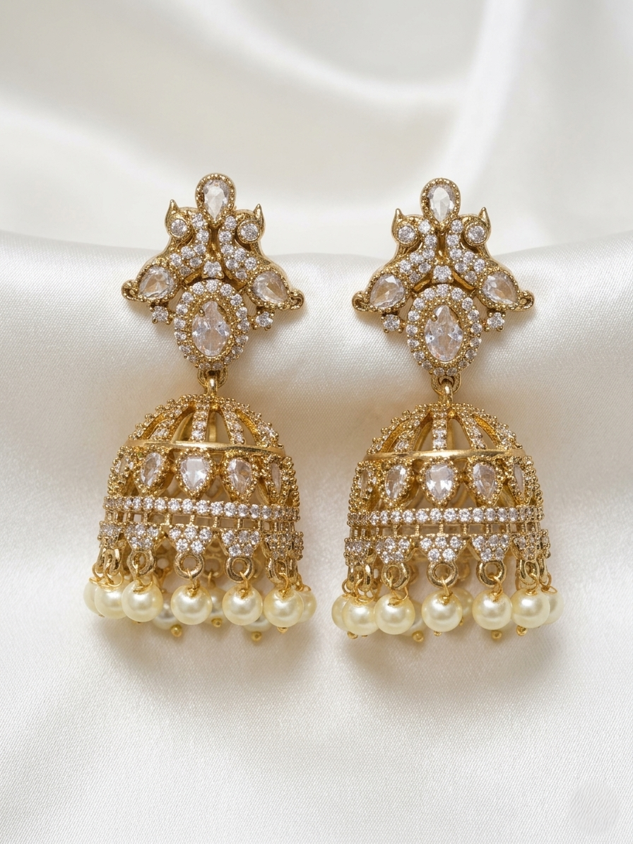 Parvathi Earrings – Traditional Temple Style Kemp Stone Jewelry