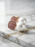 Tiara Luxa 22K Gold Plated White Pearl Drop Earrings | Anti-Tarnish Stainless Steel | Elegant Dangle Pearl Jewellery for Women