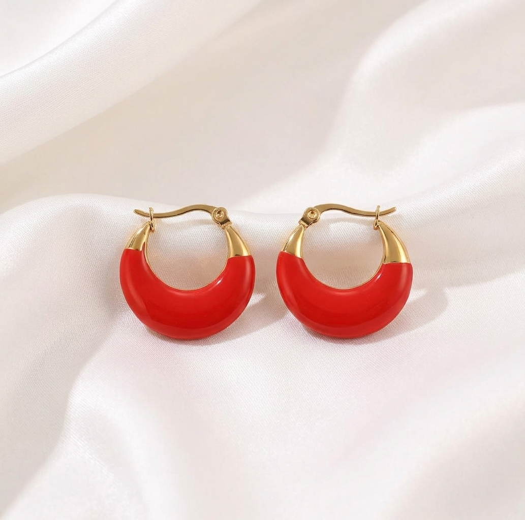 Red Hoop Earrings – Anti Tarnish Stainless Steel Fashion Jewelry