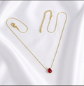 Red Stone Anti Tarnish Pendant – Stainless Steel Elegant Jewelry