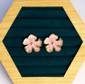 Resin Art Floral Earrings | 22K Gold Plated | Premium Quality | Black & Pink