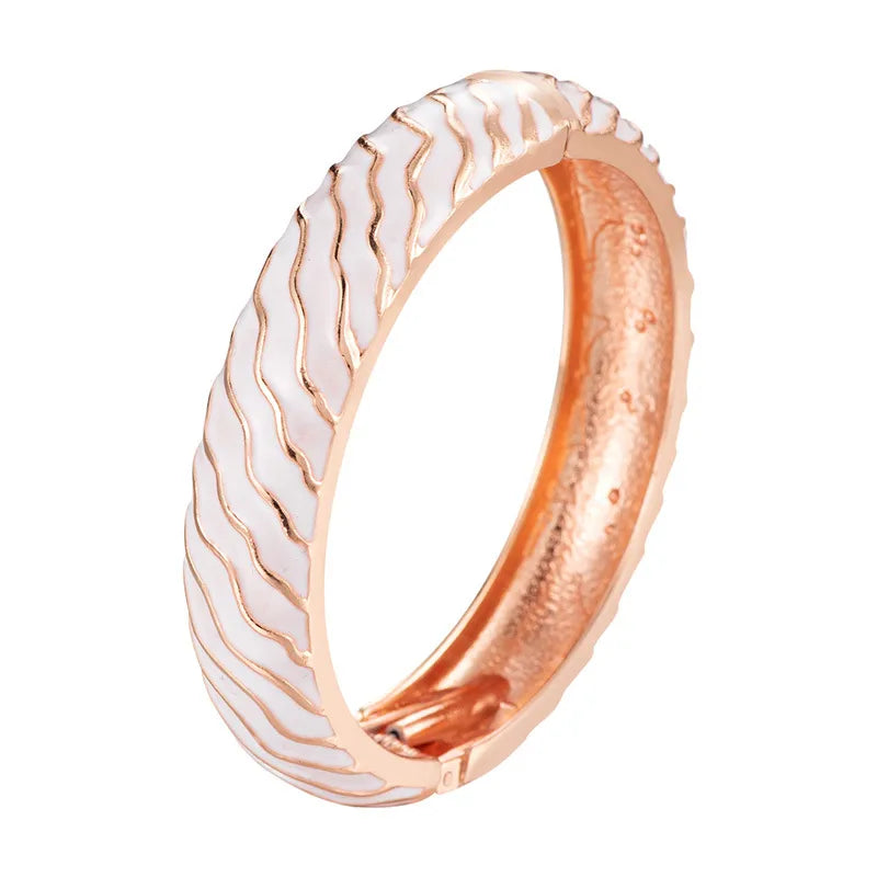 Retro Waves Enamel Bangles – Vintage Style Statement - 2.4 inch