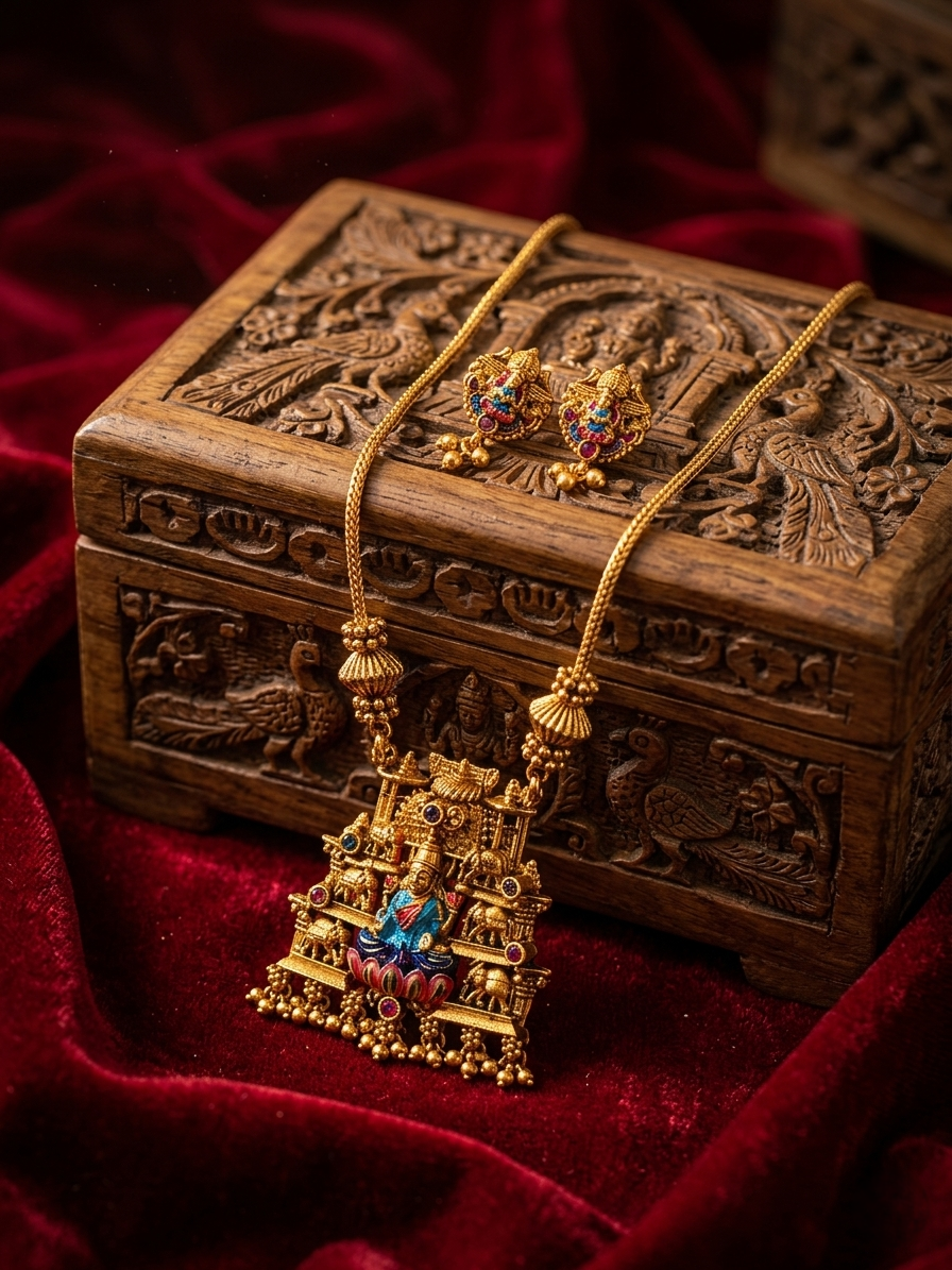 Sampatkarini Necklace and Earrings Set – Traditional Temple Jewelry