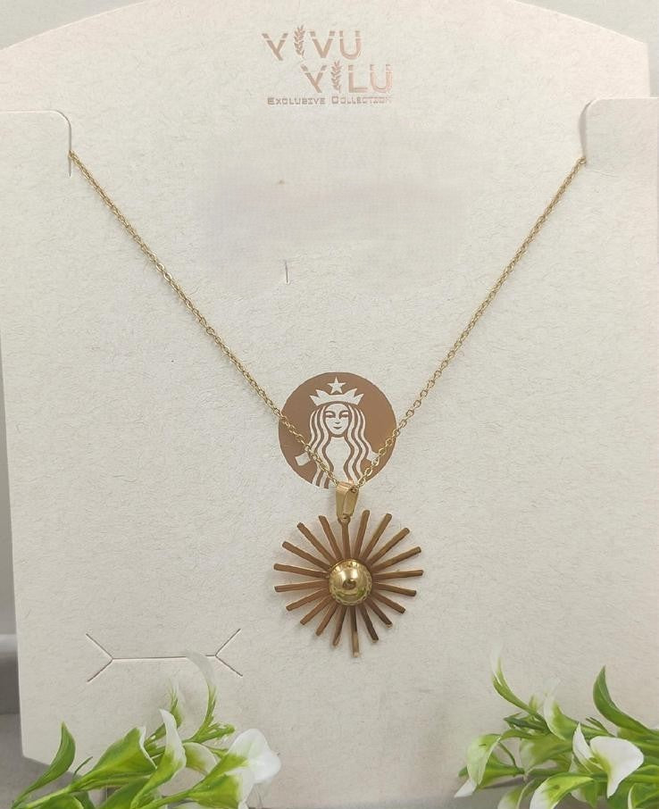 Stainless Steel Heart Pendant Necklace | Sunshine Glow Line Design | Premium Chain Jewellery