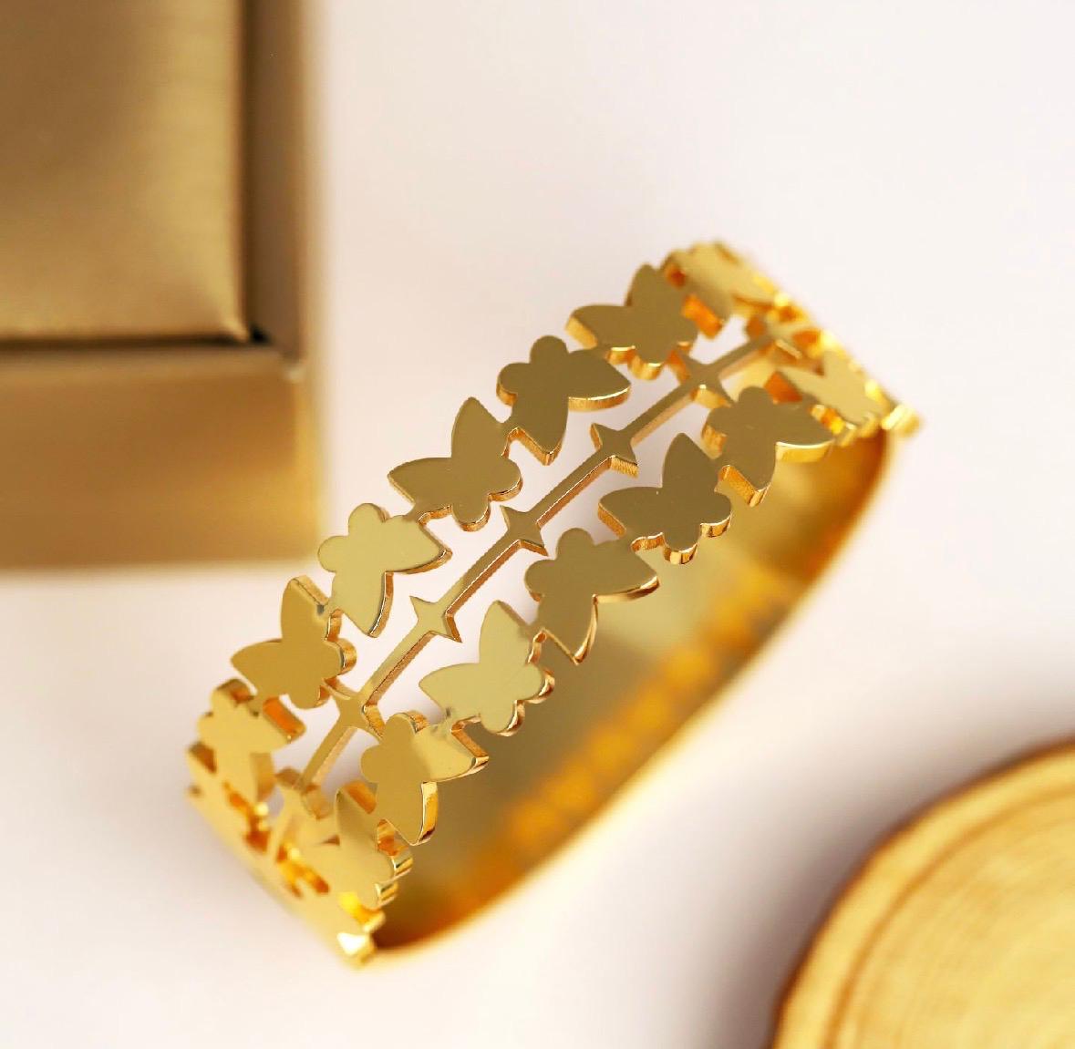 Butterfly strip - Stainless Steel 18K Gold-Plated Bracelet – Anti-Tarnish & Waterproof
