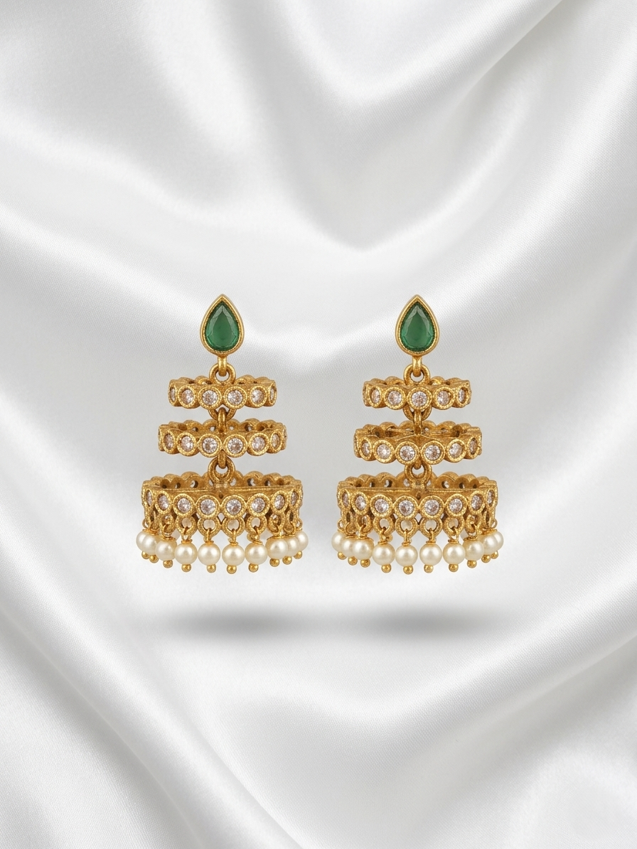 Thiruvathira Temple Earrings – South Indian Ethnic Jewelry
