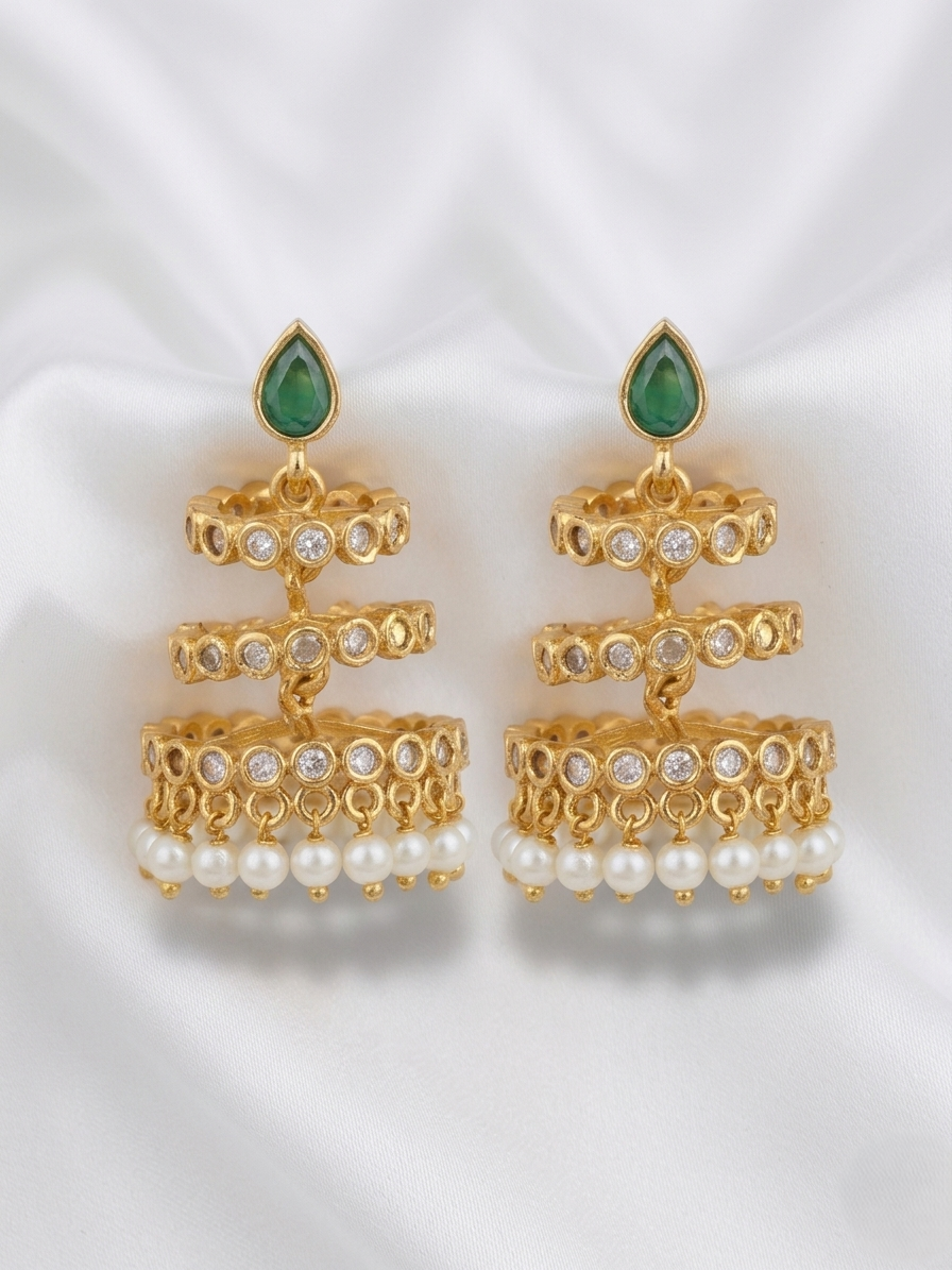 Thiruvathira Temple Earrings – South Indian Ethnic Jewelry
