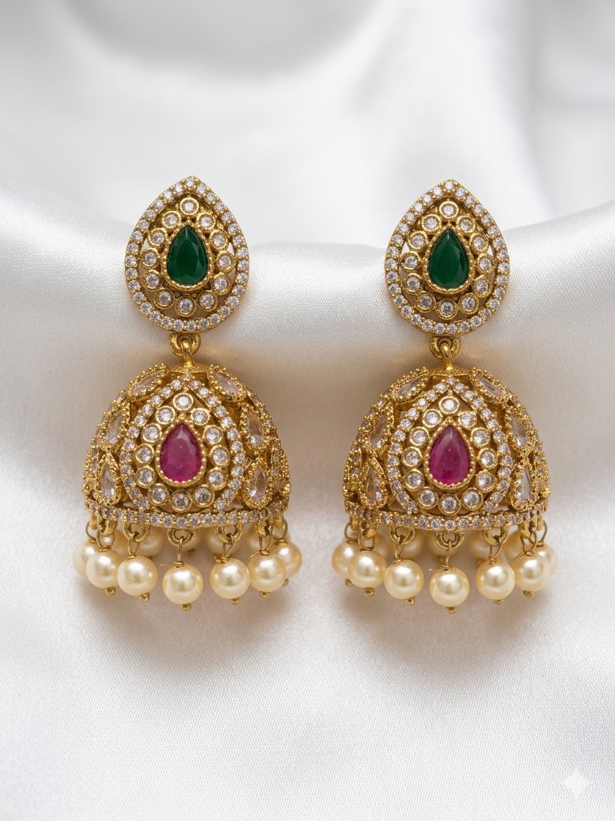 Tripura Earrings – Traditional Temple Style Ethnic Jewelry