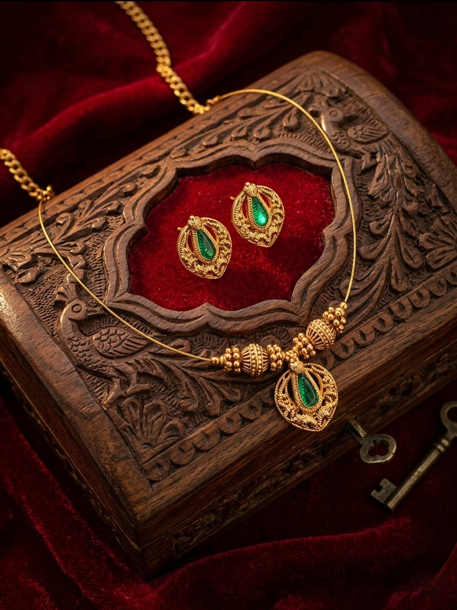 Vintage Green Stone Necklace
