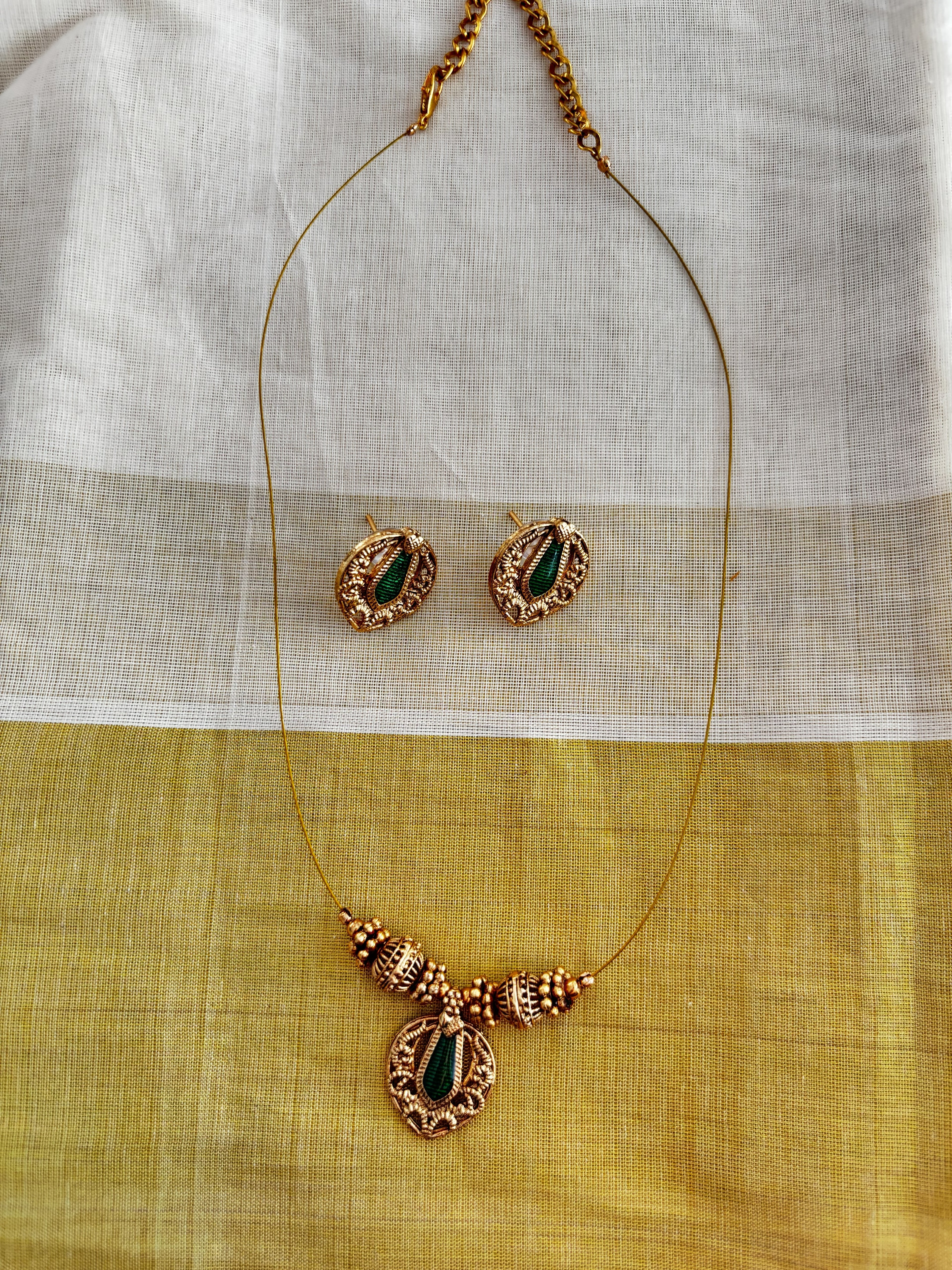Vintage Green Stone Necklace