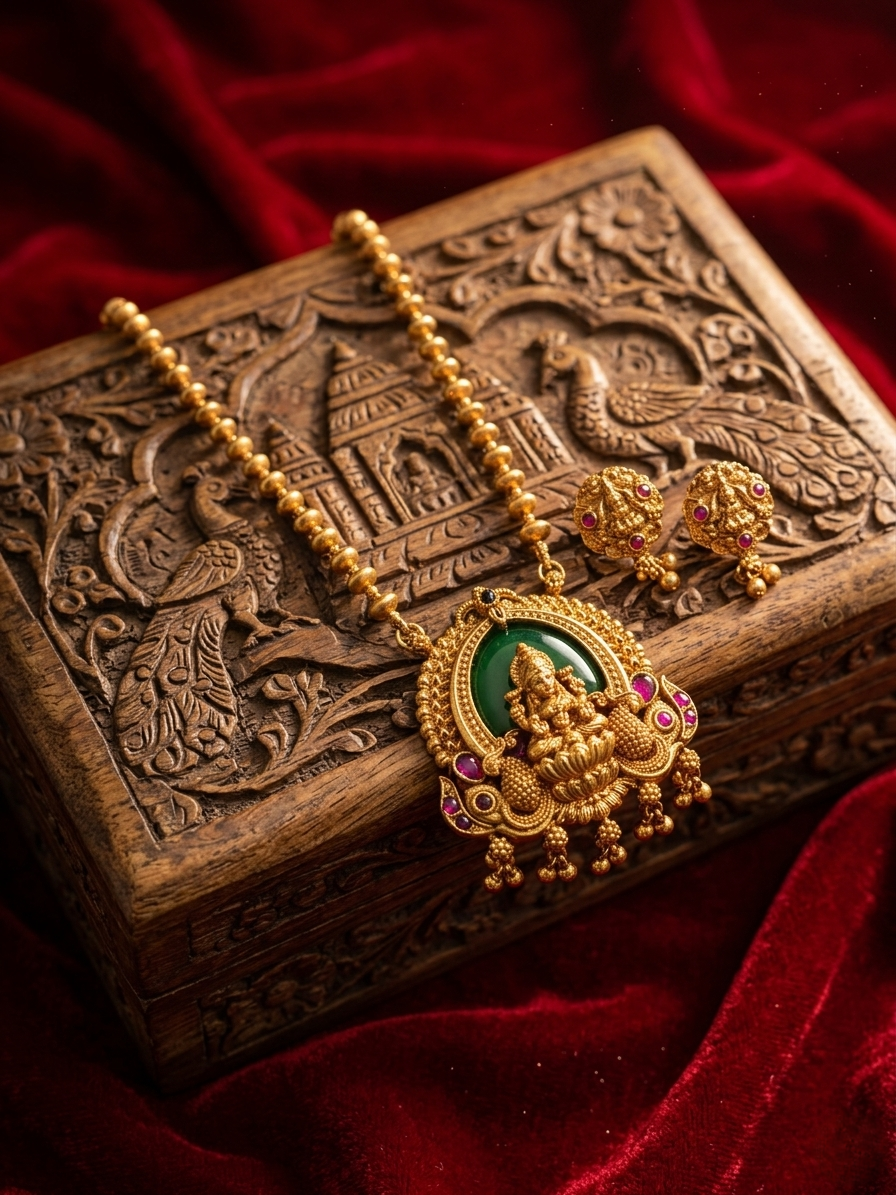 Vishnupriya Necklace and Earrings Set – Traditional Temple Jewelry
