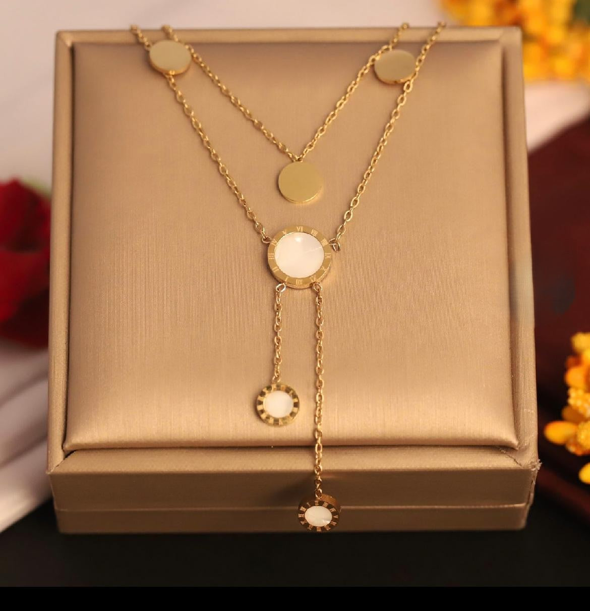 White Stone Anti Tarnish Necklace – Stainless Steel Elegant Jewelry